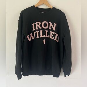 Iron Willed Black Applique Spellout‎ Heavyweight Woman’s Crewneck Sweatshirt XXL